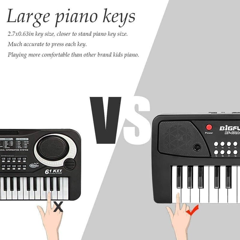 LEEQE Black 37 Keys Kids Piano Keyboard, Portable Electric Musical Instruments Piano with Microphone, Learning Educational Gifts Toys for Age 3 4 5 6 7 8 9 Years Old Boys Girls Toddlers - Image 4